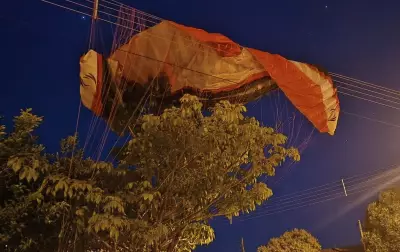 Paramotor colide com rede elétrica em Ilha Solteira; piloto sai ileso