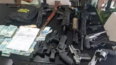 PF apreende quase R$ 100 mil e arsenal pesado em operação contra esquema do Banco Master