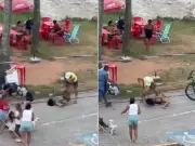 Homem agride mulher em Itanhaém, SP; testemunhas reagem e espancam agressor