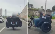 Moto com quase 10 pneus é flagrada em via movimentada de Goiânia