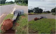Radar de velocidade é derrubado intencionalmente em trevo perigoso de Goiás