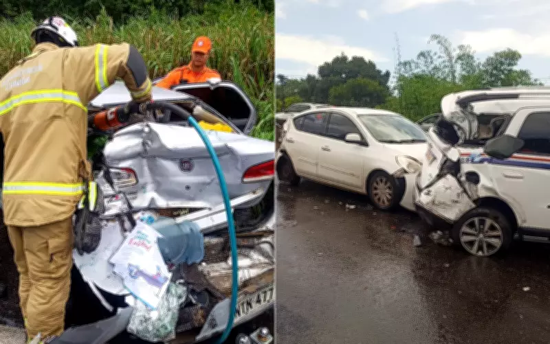 Acidente com 13 veículos deixa seis feridos e interdita BR-324 na Bahia