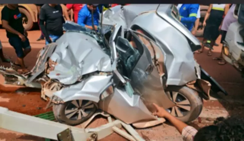 Acidente com carro esmagado entre caminhões em Santarém deixa um morto e dois feridos