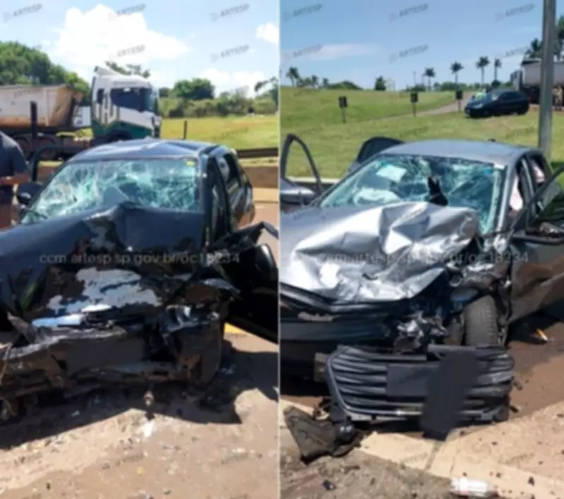 Acidente frontal grave em Barra Bonita deixa três pessoas gravemente feridas