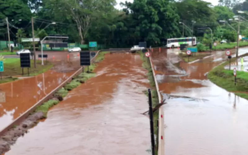 Avenida em Ribeirão Preto alaga novamente e trânsito é interditado após chuvas intensas