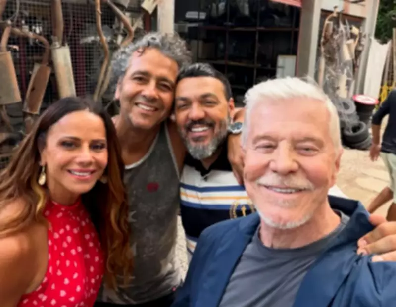 Belo e Viviane Araújo reencontram-se nos bastidores de 'Três Graças'