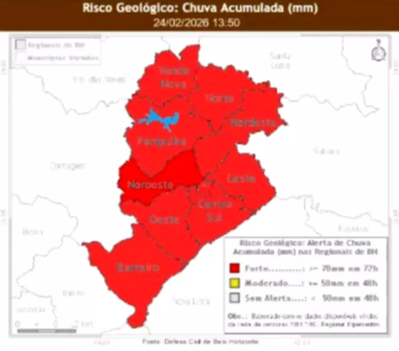 Belo Horizonte em Alerta Máximo: Defesa Civil Emite Aviso de Risco Geológico em Todas as Regiões