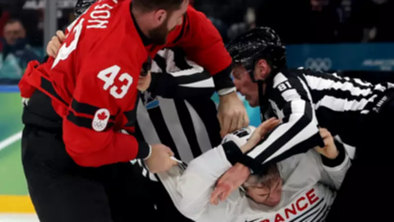 Briga histórica no gelo: Canadá e França protagonizam cena de boxe em Olimpíada de Inverno