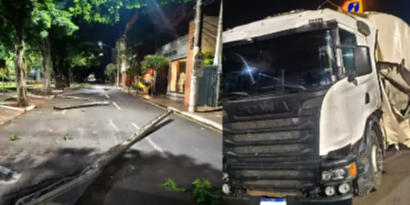 Caminhoneiro embriagado causa destruição no Centro de Ourinhos após fuga