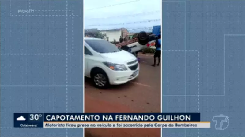 Caminhonete capota em Santarém após motorista desviar de moto; vítima é resgatada das ferragens
