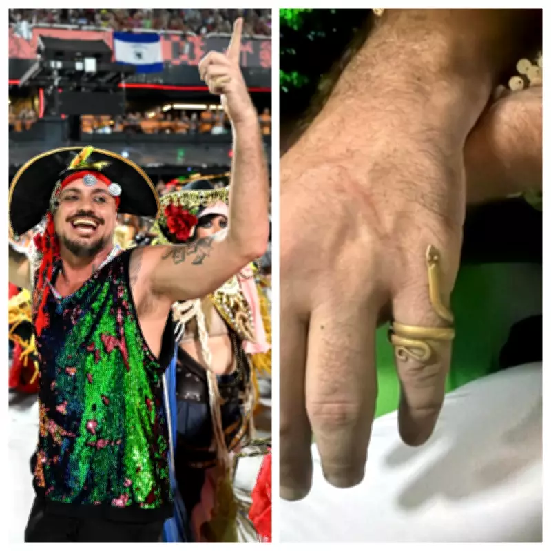 Carnavalesco Leandro Vieira desfila com anel histórico de Ney Matogrosso como amuleto