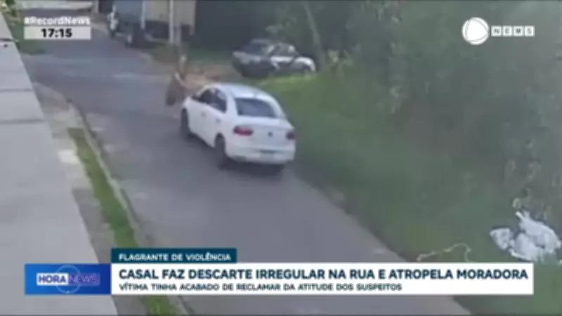 Casal flagrado em câmera atropelando mulher após reclamação sobre lixo no Paraná