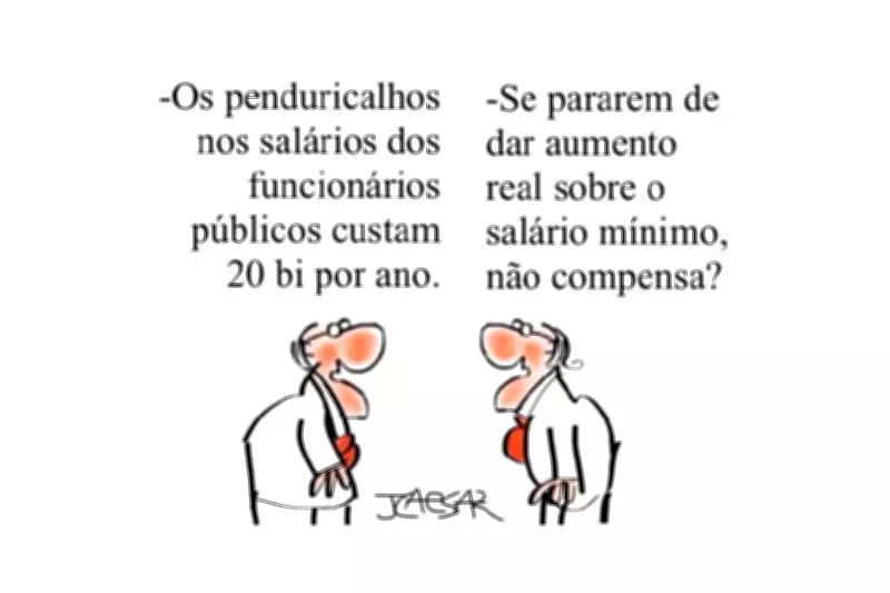 Charge de J.Caesar critica política internacional em 9 de fevereiro