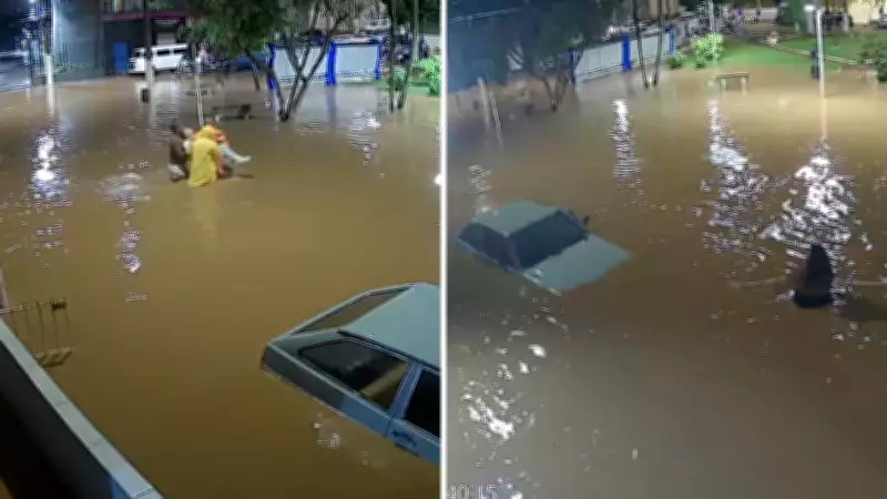 Chuva intensa causa enchentes em Atibaia, com resgate de homem e carro submerso