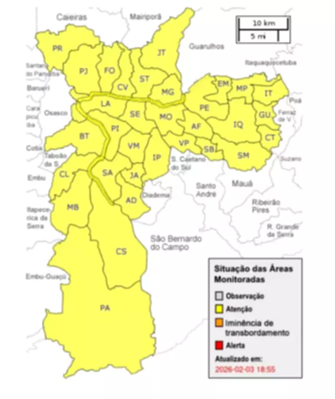 Chuva intensa coloca São Paulo em estado de atenção para alagamentos