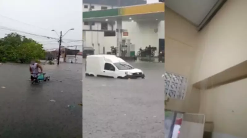 Chuvas intensas alagam ruas e submergem carros no Ceará; Beberibe lidera acumulados