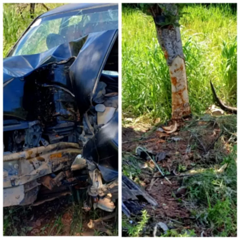 Cinco feridos após carro bater em árvore na MG-181 em Bonfinópolis de Minas