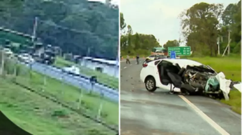 Câmera flagra acidente fatal na SP-215 em São Carlos: mulher morre e quatro ficam feridos