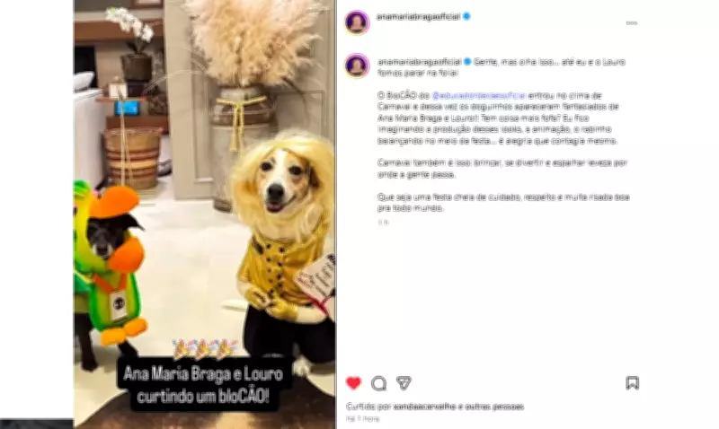 CãoCurso viraliza com fantasias de Ana Maria Braga e Vini Jr em BloCÃO de Carnaval