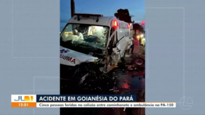 Colisão frontal entre ambulância e caminhonete deixa cinco feridos na PA-150, no Pará
