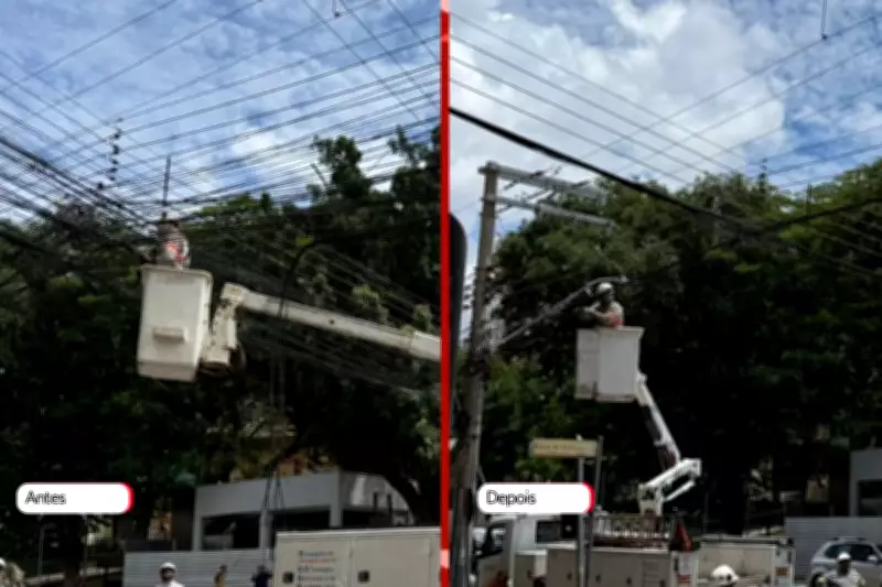 Cuiabá retira mais de 2 toneladas de fios irregulares de postes em operação da Energisa