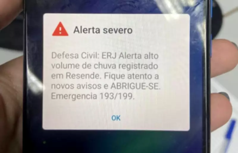 Defesa Civil emite alerta severo para fortes chuvas em Resende, no Rio de Janeiro