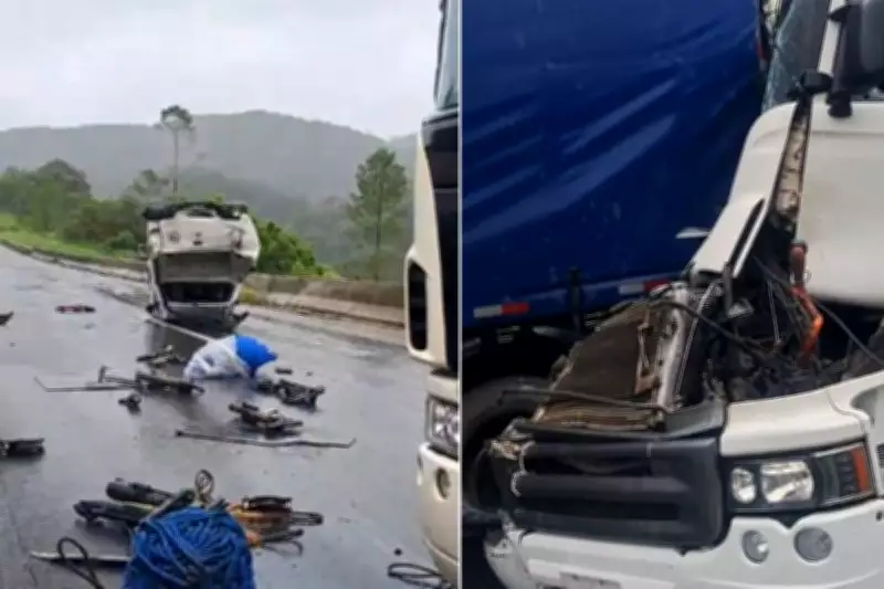 Engavetamento com seis veículos interdita BR-116 em Barra do Turvo e causa congestionamento