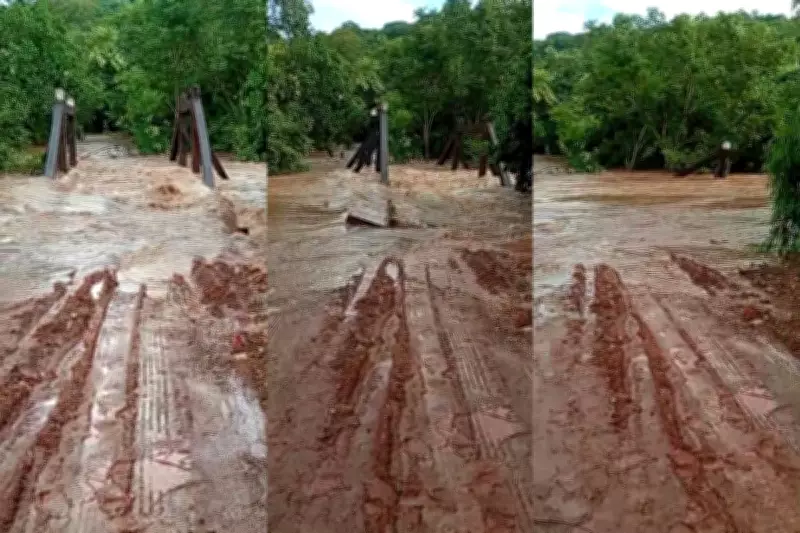 Enxurrada destrói ponte no Rio Taboco e causa emergência em Corguinho (MS)