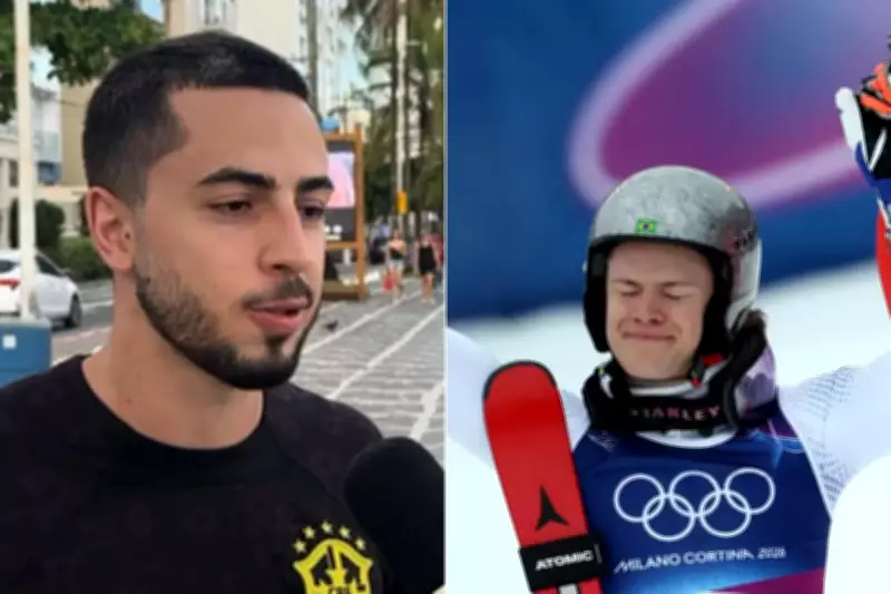 Família celebra ouro olímpico de inverno de Lucas Pinheiro em Guarujá, SP