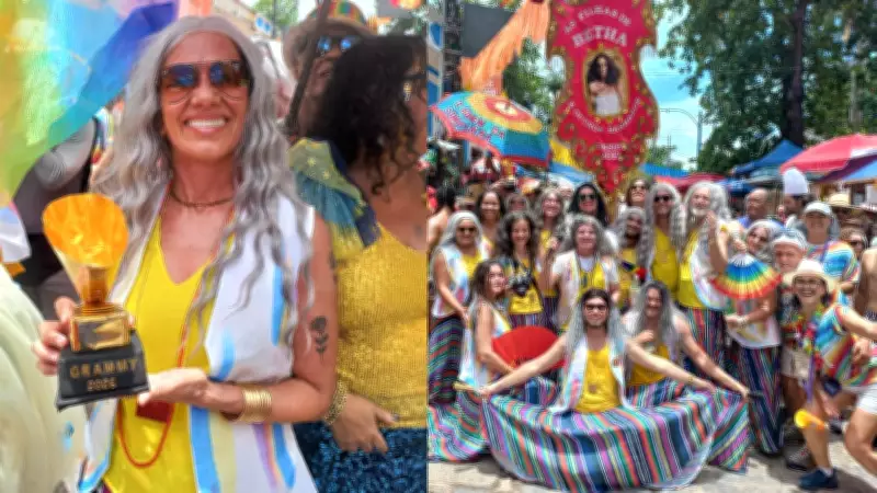Fãs de Maria Bethânia celebram Grammy com réplica do troféu no carnaval de Olinda