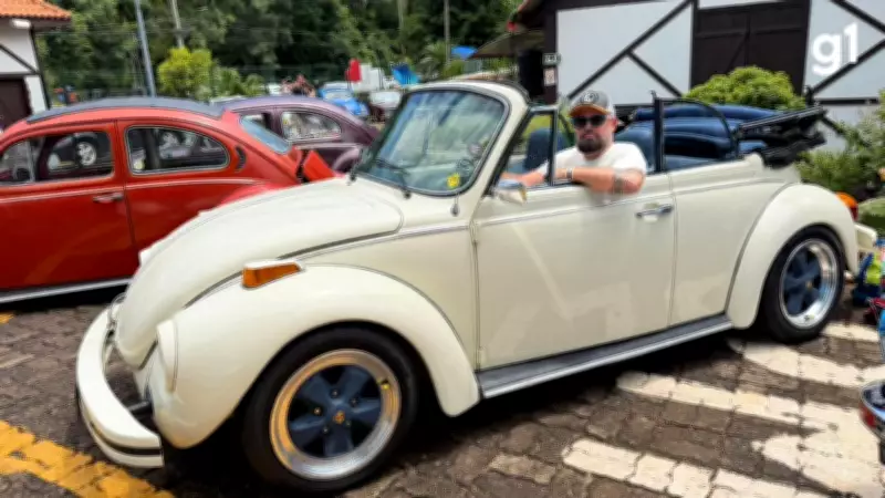 Fusca conversível raro viaja 1,6 mil km de SP ao RS e brilha em encontro de clássicos