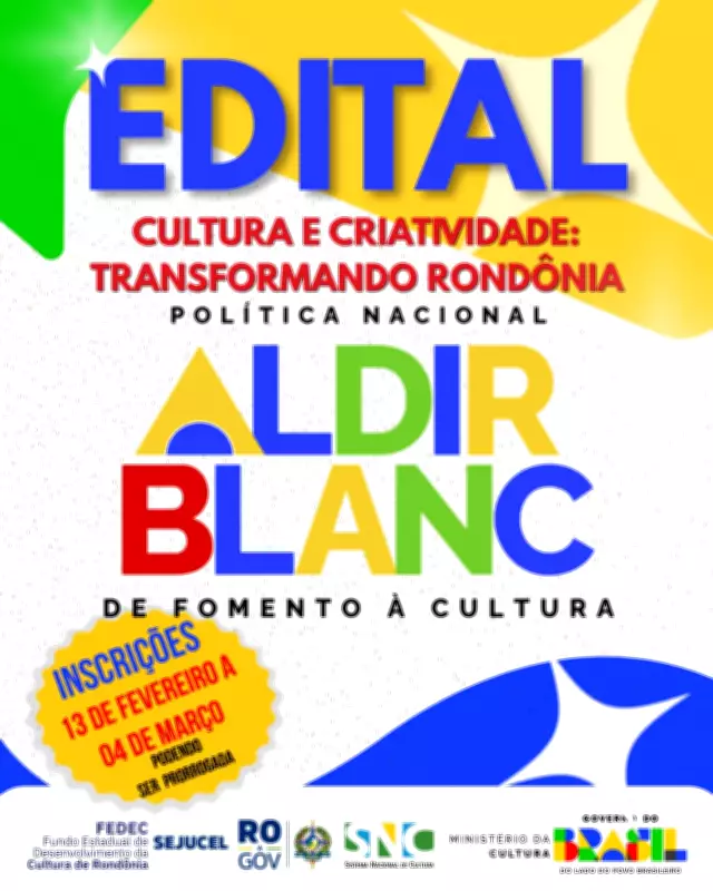 Governo de Rondônia seleciona projetos culturais com investimento de R$ 2 milhões via Política Aldir Blanc