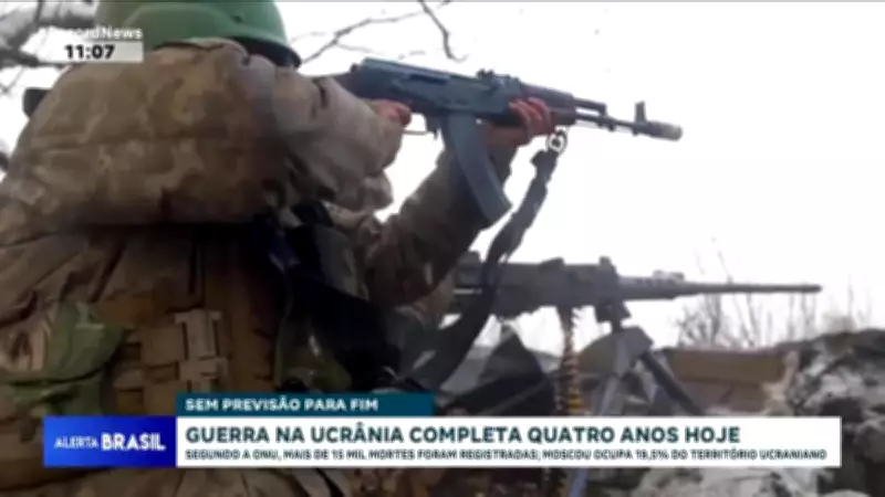 Guerra na Ucrânia atinge quatro anos com mais de 15 mil mortes e ocupação russa de 19,5% do território