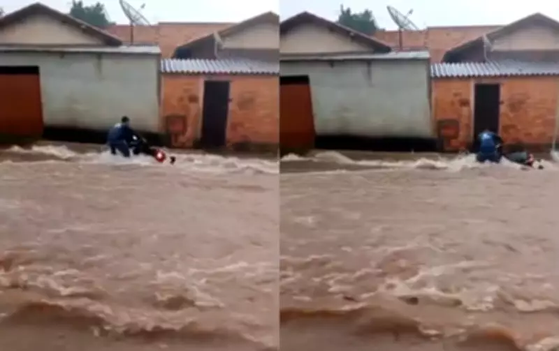 Herói arrisca a vida para salvar moto e dona de enxurrada em Tatuí