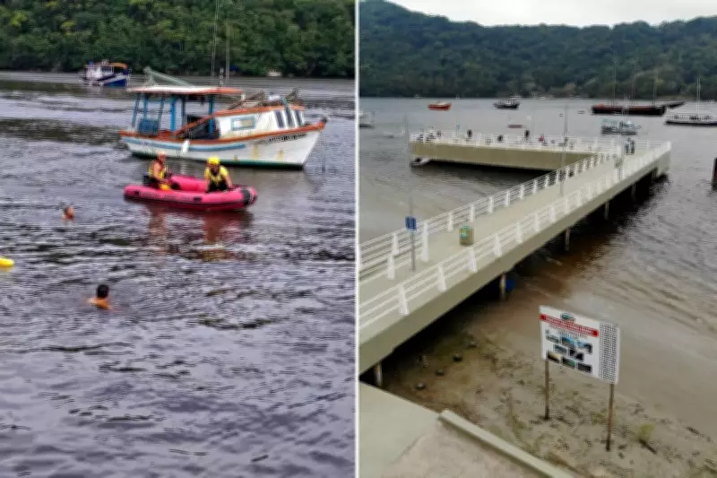 Homem desaparece após salto em píer de Bertioga; buscas continuam no canal