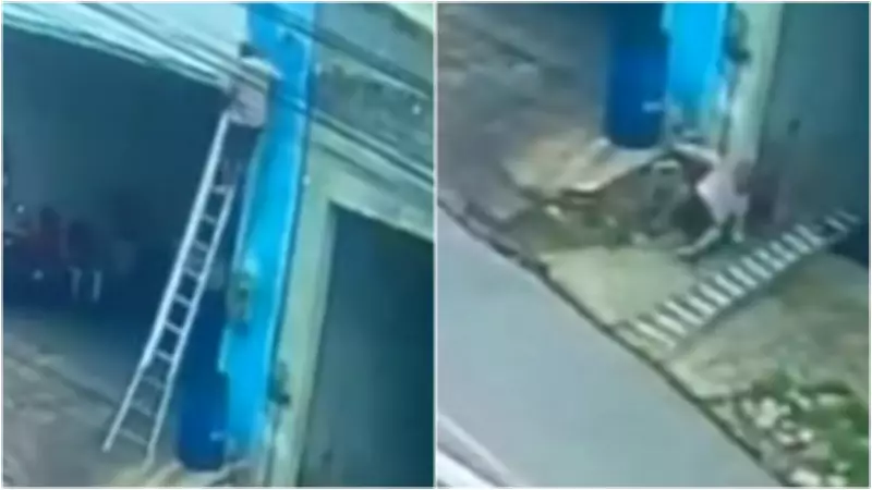 Homem fratura perna após cair de escada atingida por fiação arrastada por carro em Baturité