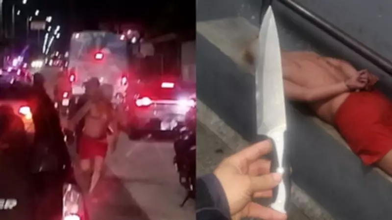 Homem tenta atacar mulher com faca em Fortaleza, foge por avenida e é preso pela Guarda Municipal