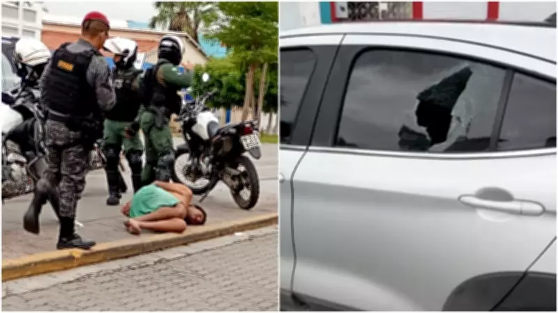Homem vandaliza veículos e ataca policiais em Sobral, sendo baleado e preso