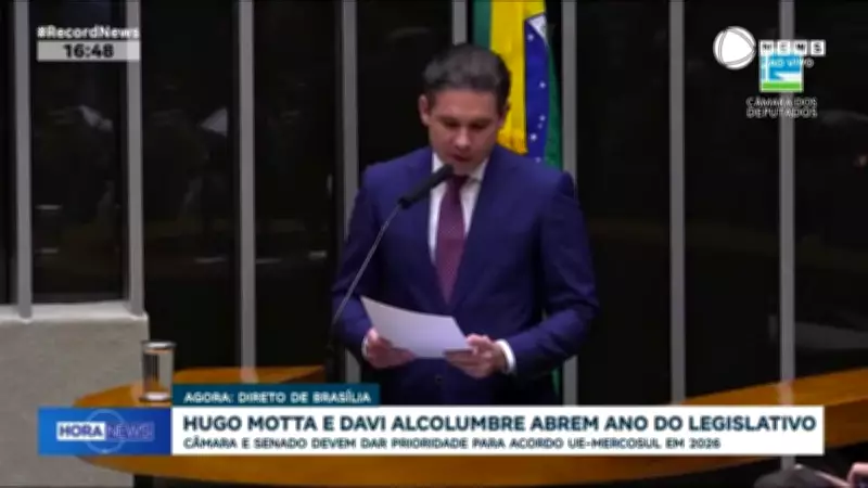 Hugo Motta e Davi Alcolumbre abrem ano legislativo com foco em acordo UE-Mercosul