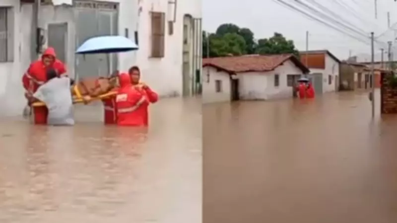 Idosa de 97 anos é resgatada após casa alagar em Floriano durante fortes chuvas no Piauí