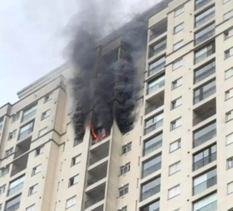 Incêndio atinge apartamento no 17º andar de prédio em São Bernardo do Campo