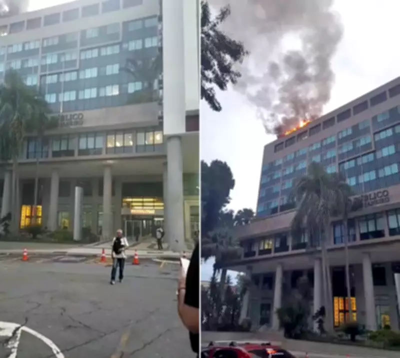 Incêndio de grandes proporções atinge prédio histórico no Centro do Rio de Janeiro