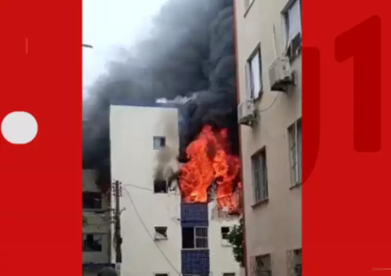 Incêndio de grandes proporções atinge prédio residencial no bairro Stiep em Salvador