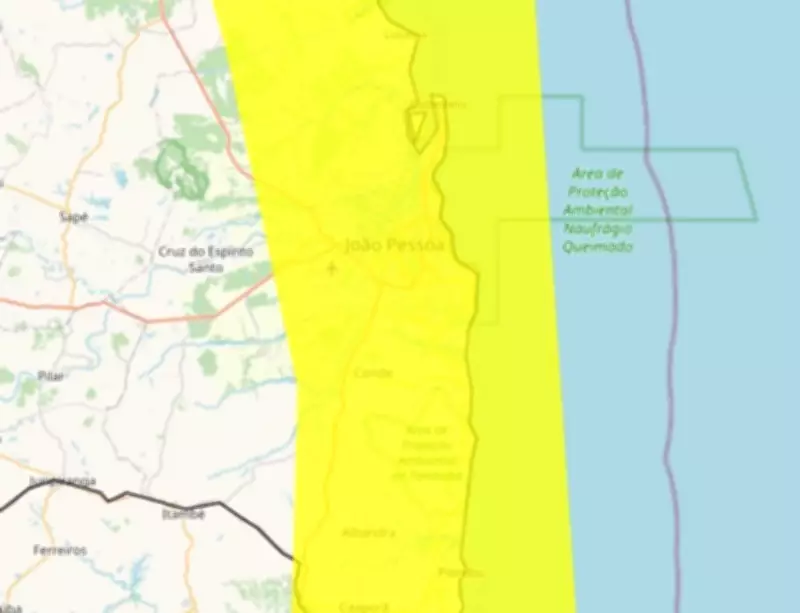 Inmet emite alerta amarelo de chuvas intensas para João Pessoa e 14 cidades da Paraíba