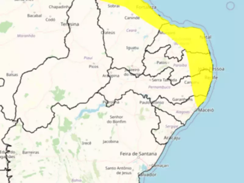 Inmet emite alerta de perigo potencial de chuvas intensas em 20 municípios de Pernambuco