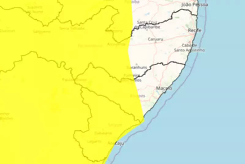 Inmet emite alerta de perigo potencial para 53 cidades de Alagoas devido a chuvas intensas