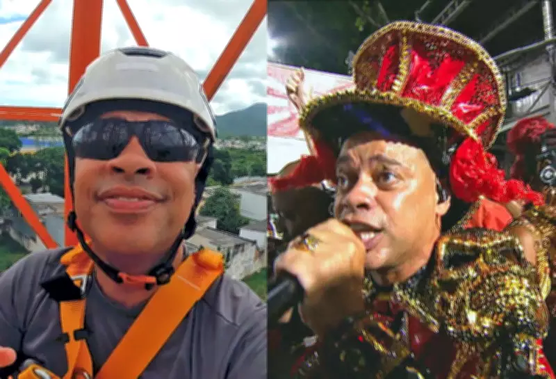 Intérprete da Acadêmicos de Niterói equilibra samba e trabalho em torres de 60 metros