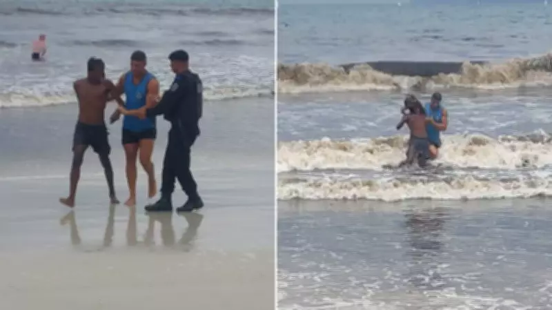 Jovem foge para o mar após denúncia de importunação e danifica viatura em Cabo Frio
