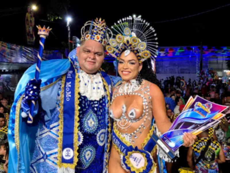 Junior de Mônaco e Luiza Souza são coroados Rei Momo e Rainha do Carnaval 2026 em Rio Branco