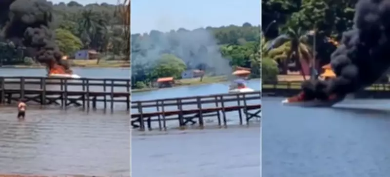 Lancha pega fogo na prainha de Arealva, SP; quatro pessoas sofrem queimaduras